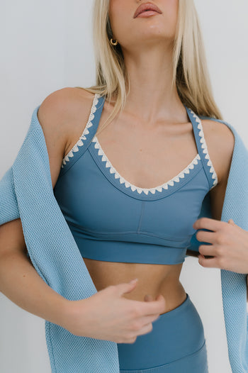 Sloan Stitched Bra Top in Blue
