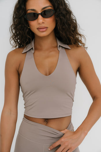 Serena Cropped Tank in Brown