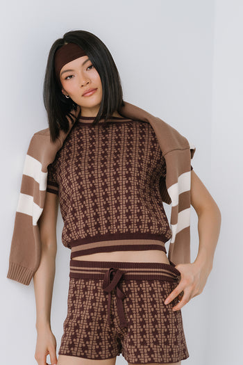 Korrey Abstract Sweater in Brown