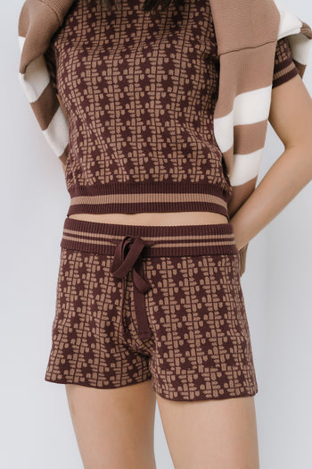 Korrey Sweater Shorts in Brown