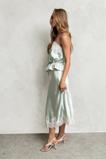 Saige Satin Midi Skirt
