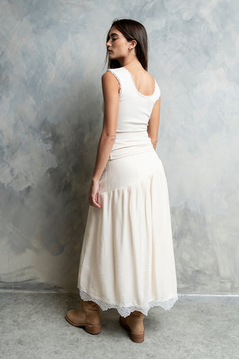 Sawyer Lace Trim Tank Top in Bone