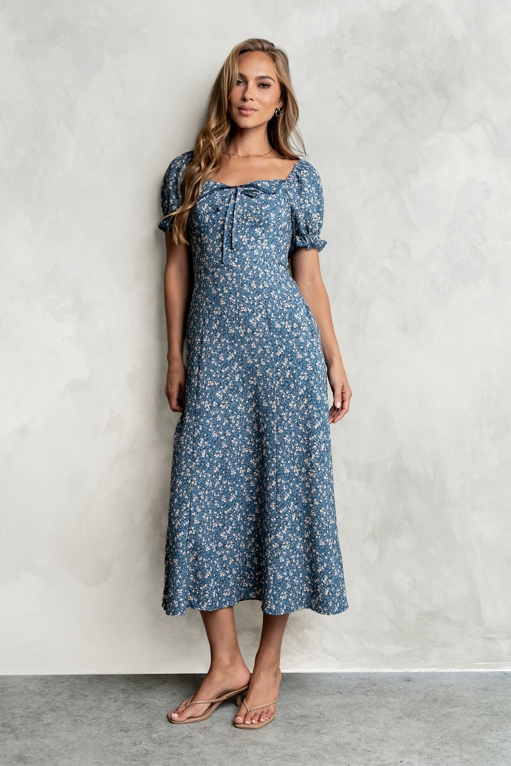 Carter Floral Midi Dress M / Blue