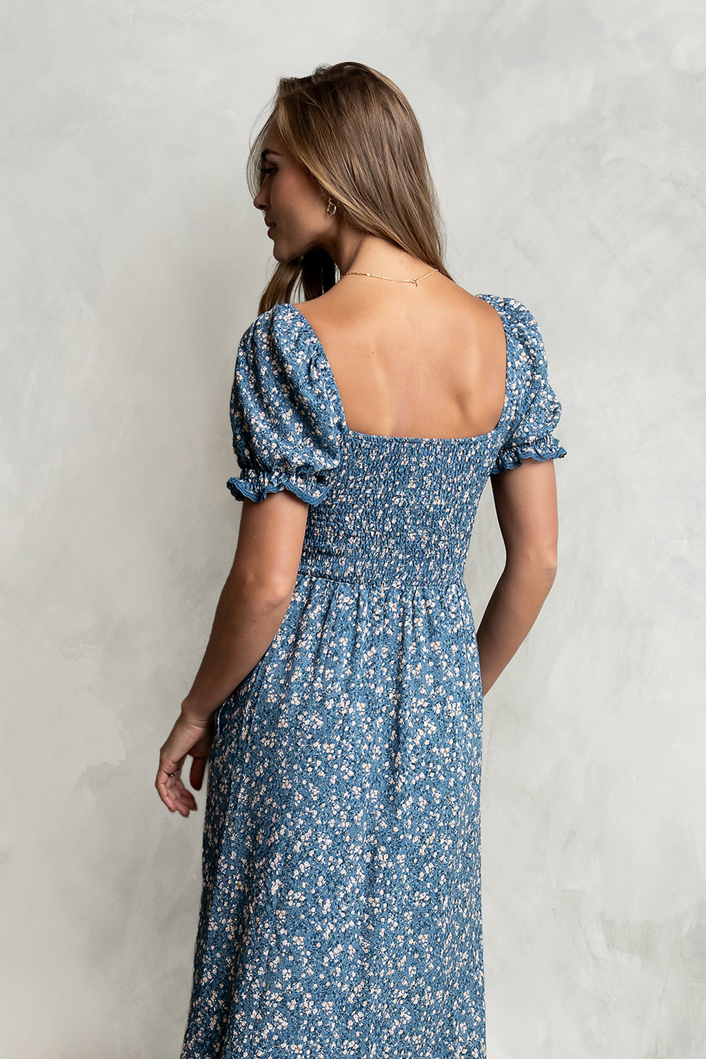 Carter Floral Midi Dress M / Blue