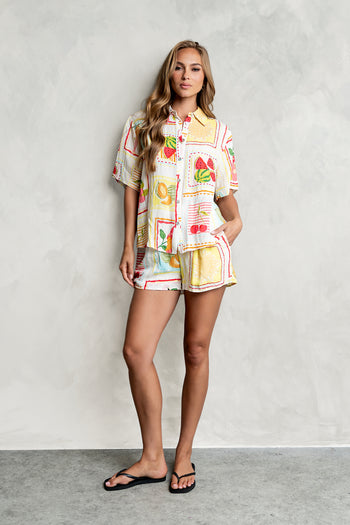 Nadine Collared Abstract Top