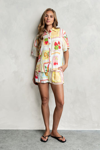 Nadine Collared Abstract Top