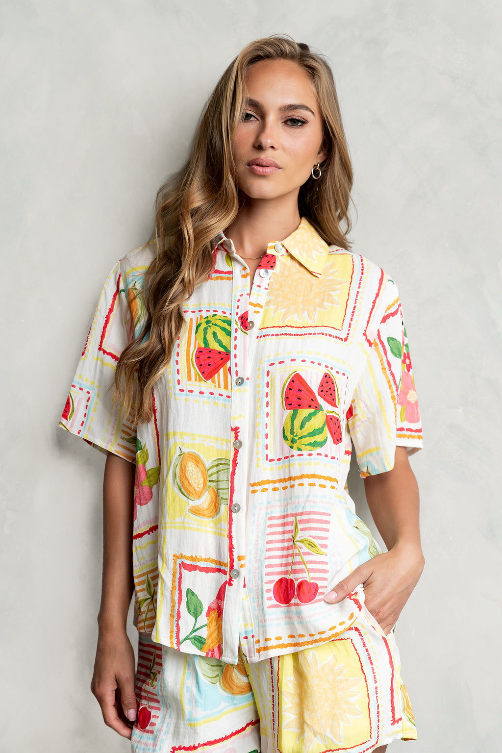 Nadine Collared Abstract Top
