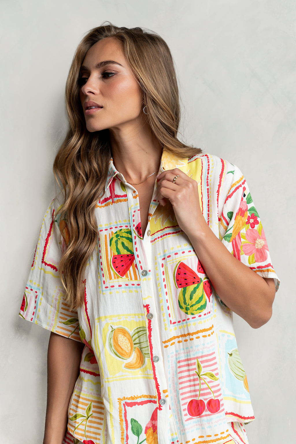 Nadine Collared Abstract Top
