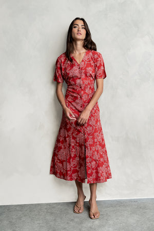Lorie Maxi Dress in Rust