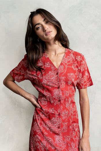 Lorie Maxi Dress in Rust
