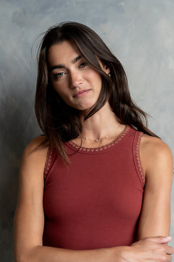 Leia Contrast Tank Top in Brick