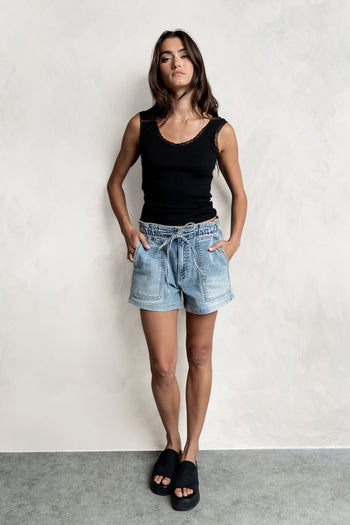 Tylee Drawstring Shorts in Medium Wash