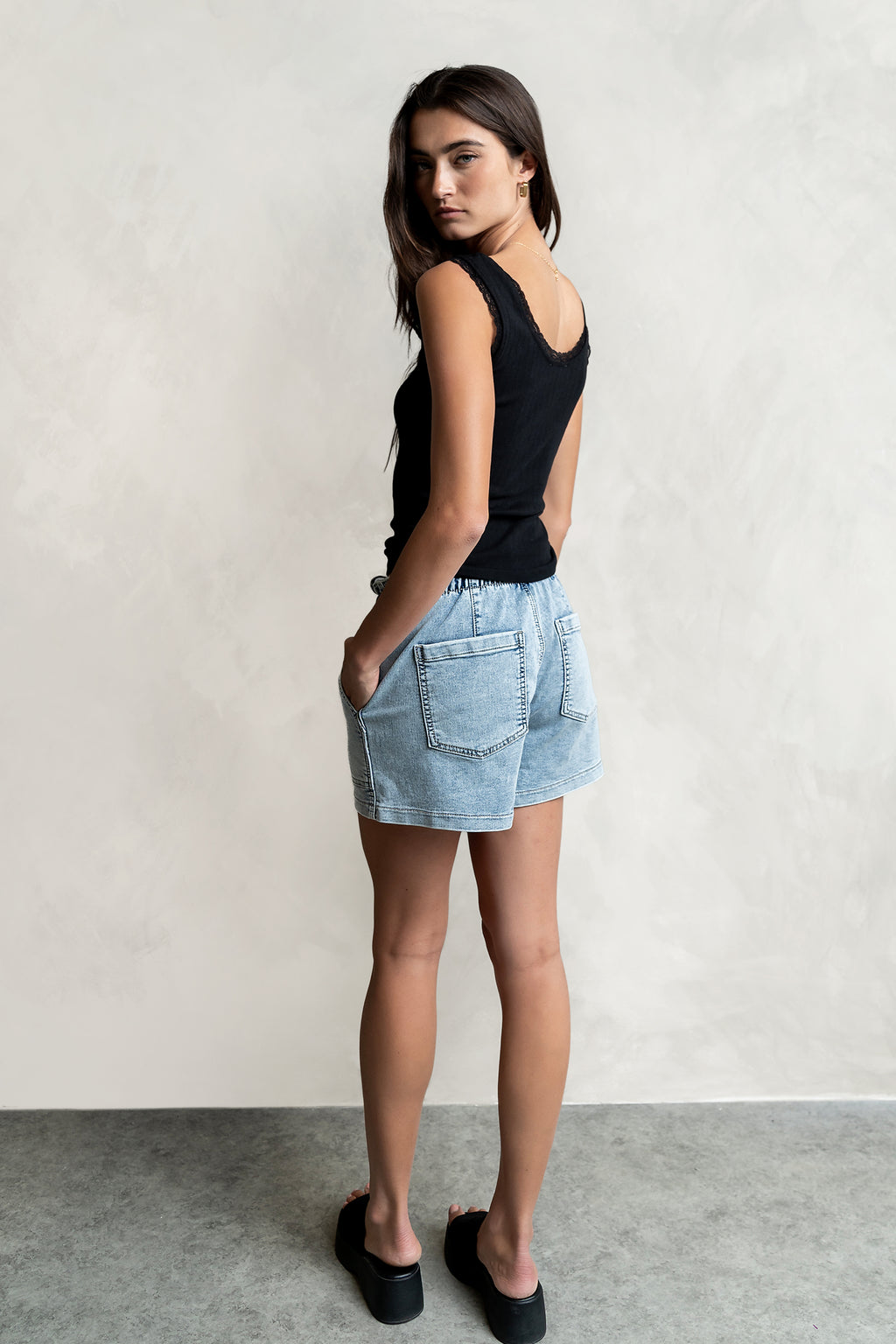 Mackie Lace Trim Tank in Black