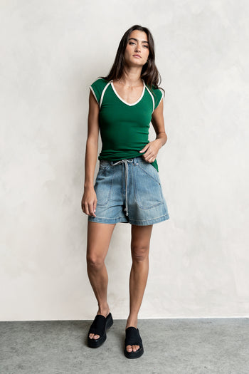 Jessi Contrast Top in Green
