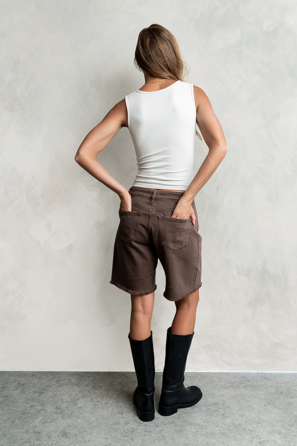 Layla Denim Shorts in Brown