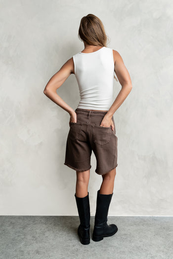 Layla Denim Shorts in Brown