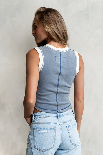 Lilah Reverse Seam Tank in Indigo