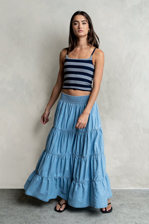 Taisley Striped Cropped Tank in Navy