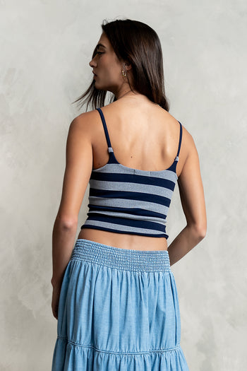 Taisley Striped Cropped Tank in Navy