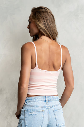 Taisley Striped Cropped Tank in Pink