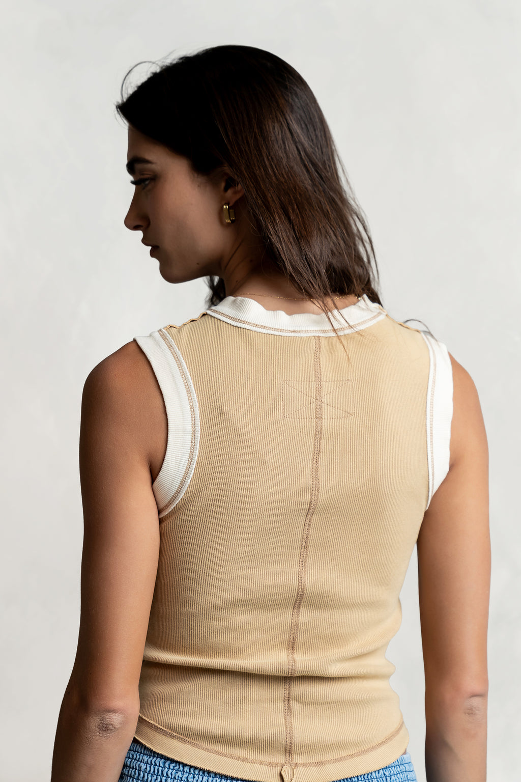 Lilah Reverse Seam Tank in Taupe