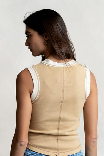 Lilah Reverse Seam Tank in Taupe