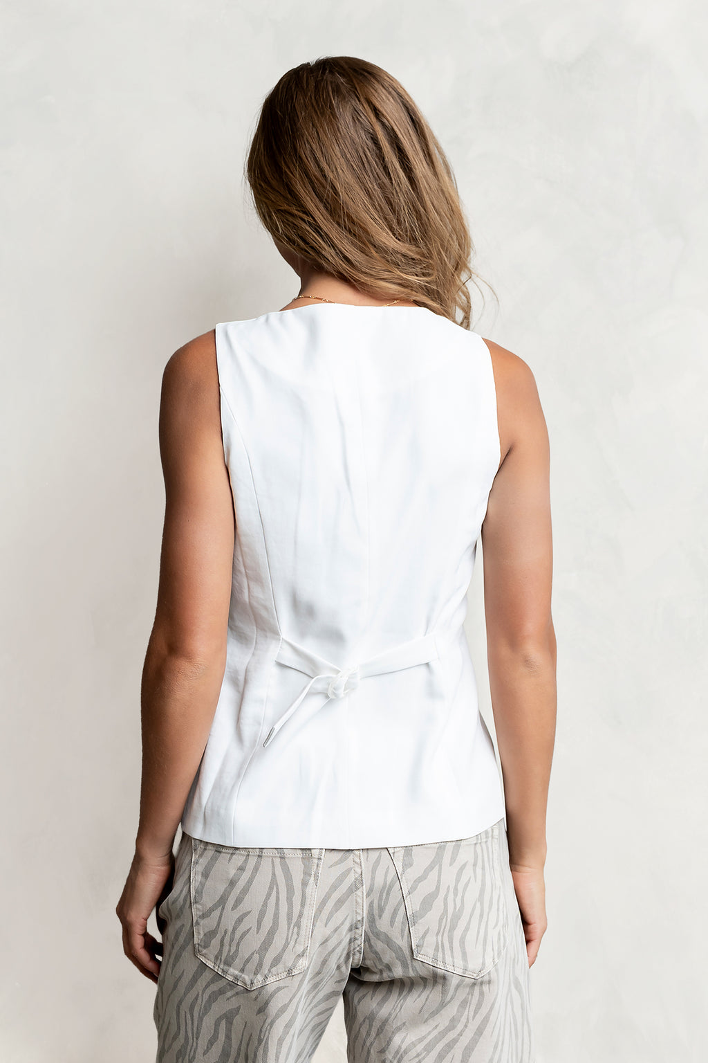 Penny Button Up Vest in White