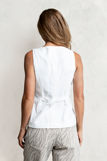 Penny Button Up Vest in White