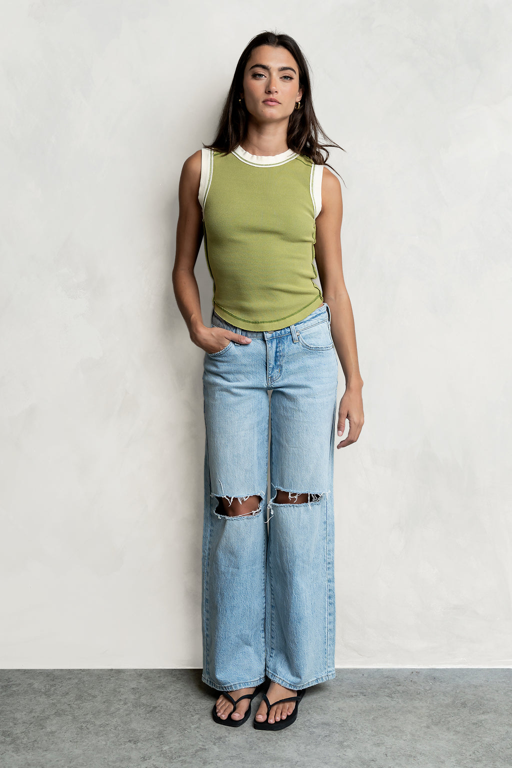 Lilah Reverse Seam Tank in Green