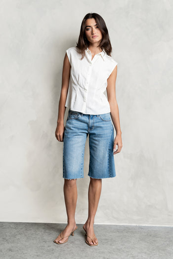 Jacob Button Up Top in Ivory