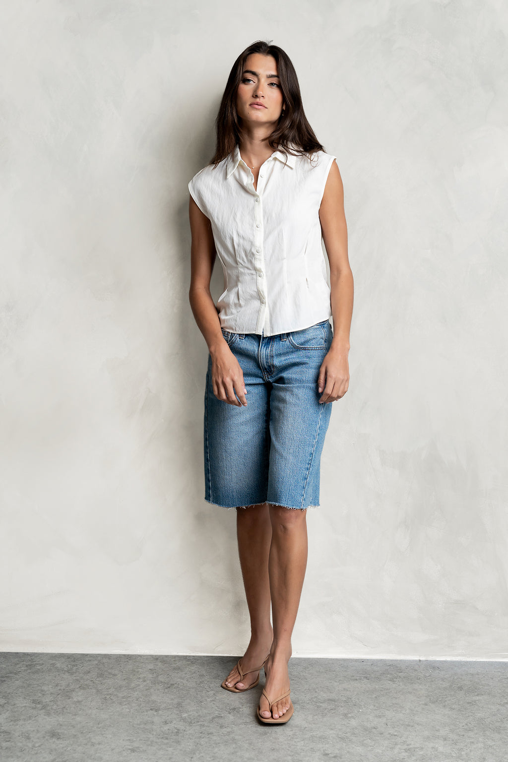 Jacob Button Up Top in Ivory