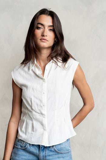 Jacob Button Up Top in Ivory