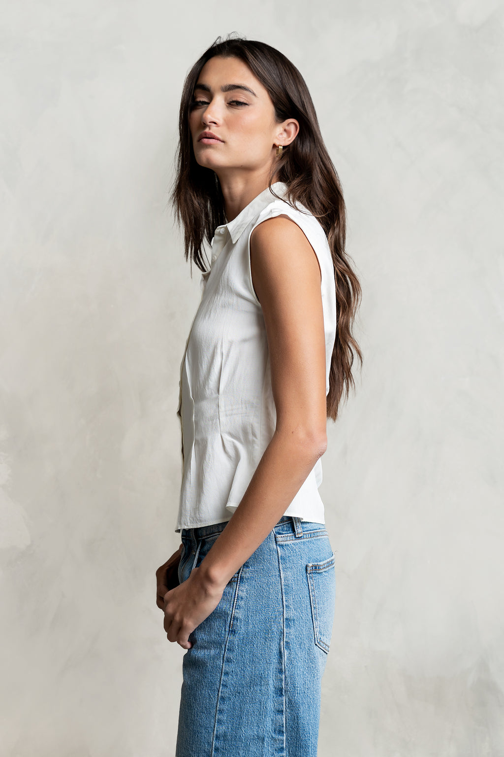 Jacob Button Up Top in Ivory