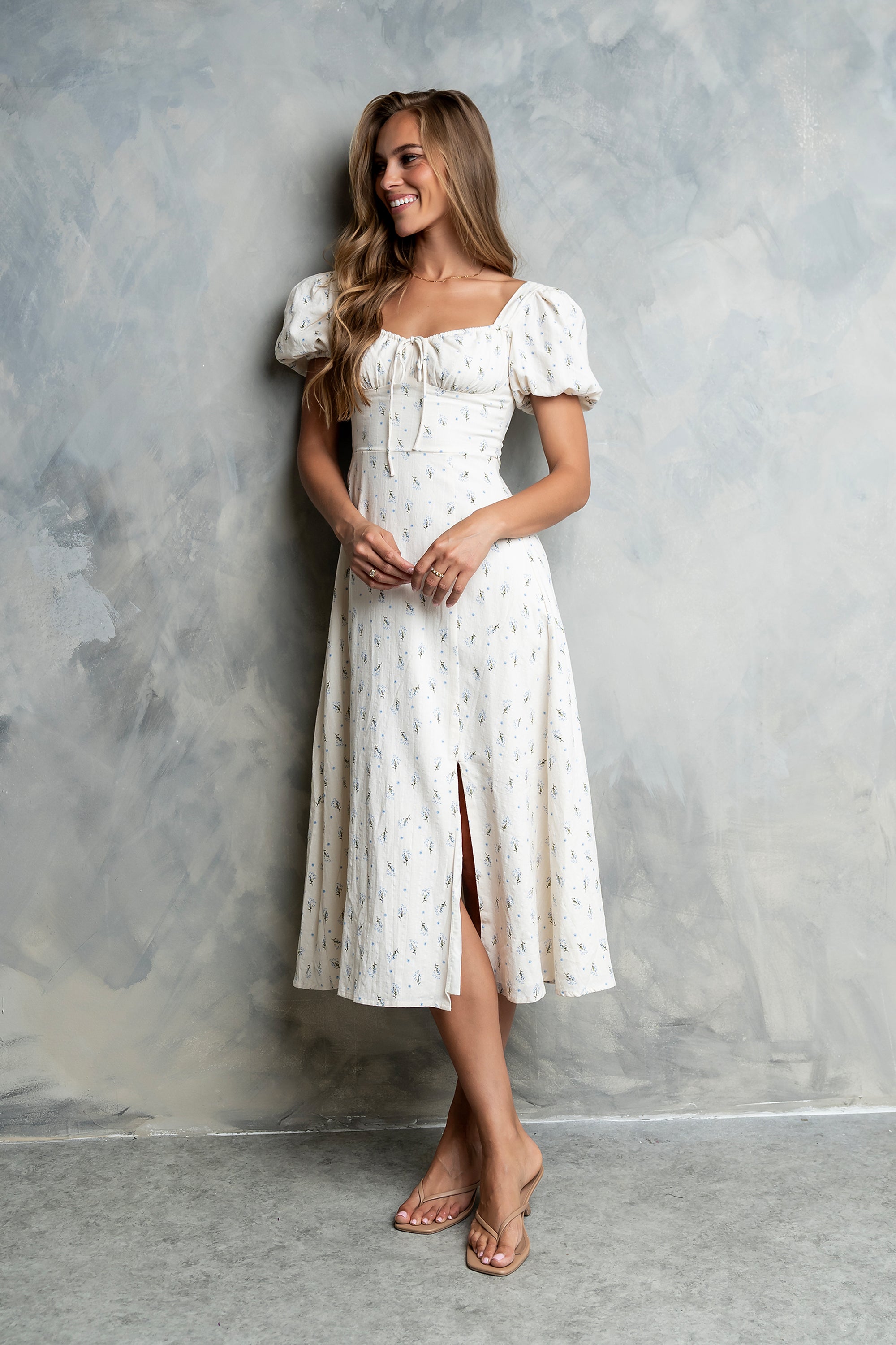 Clarissa Floral Maxi Dress L / Cream
