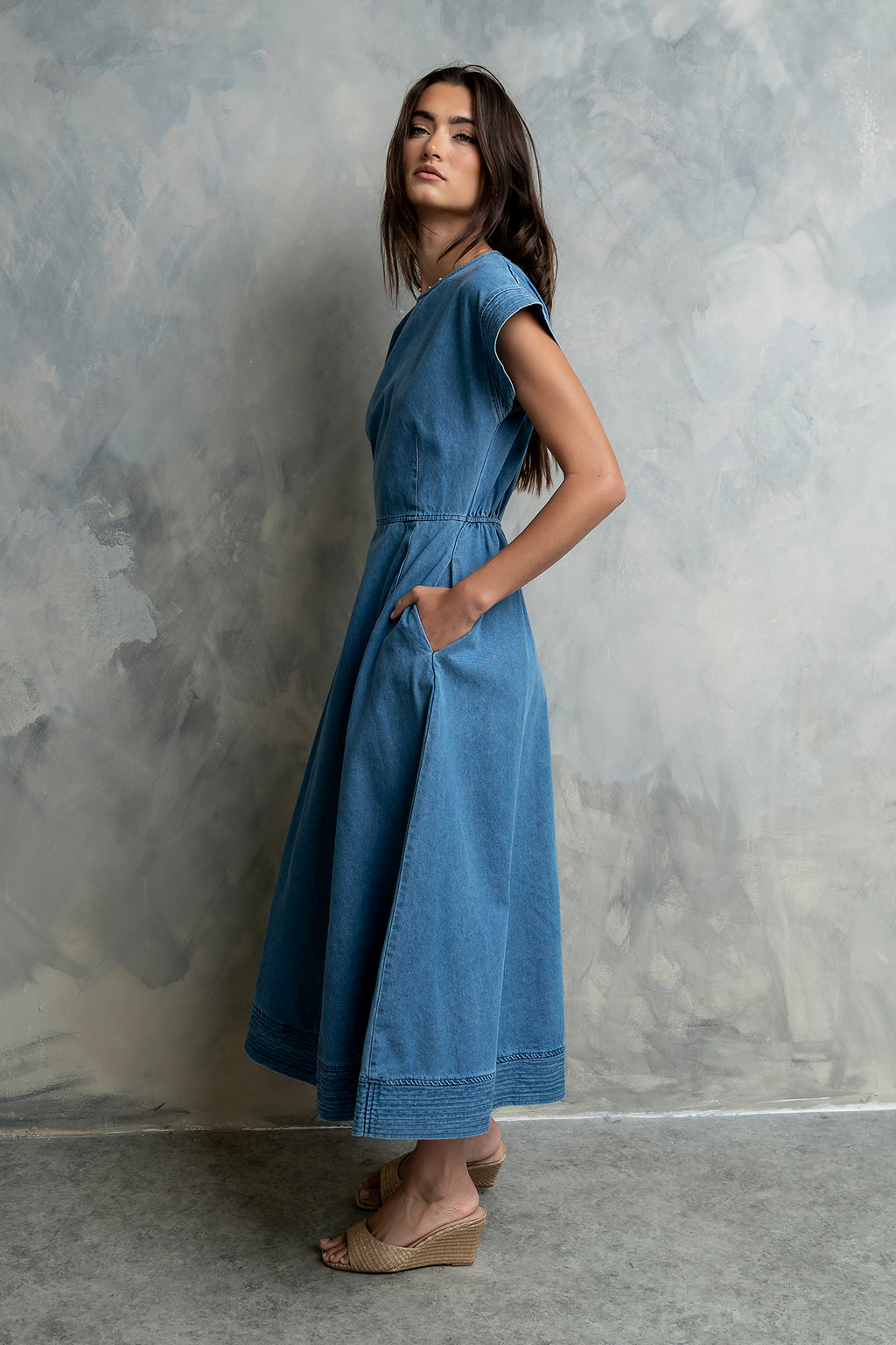 Louis Denim Midi Dress M / Denim