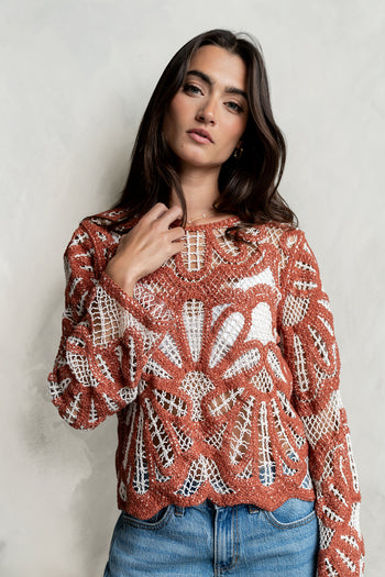 Rosa Crochet Top in Brick