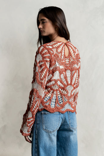 Rosa Crochet Top in Brick