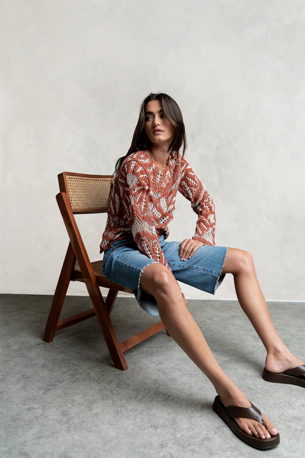 Rosa Crochet Top in Brick