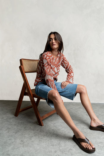 Rosa Crochet Top in Brick