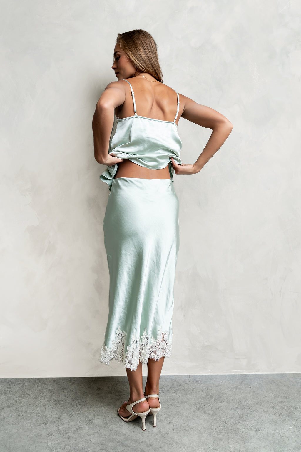 Saige Satin Midi Skirt