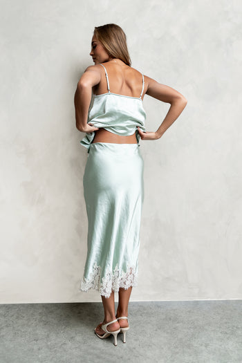 Saige Satin Midi Skirt