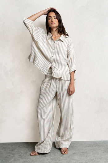 Janey Striped Pants in Taupe