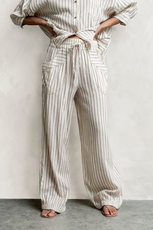 Janey Striped Pants in Taupe
