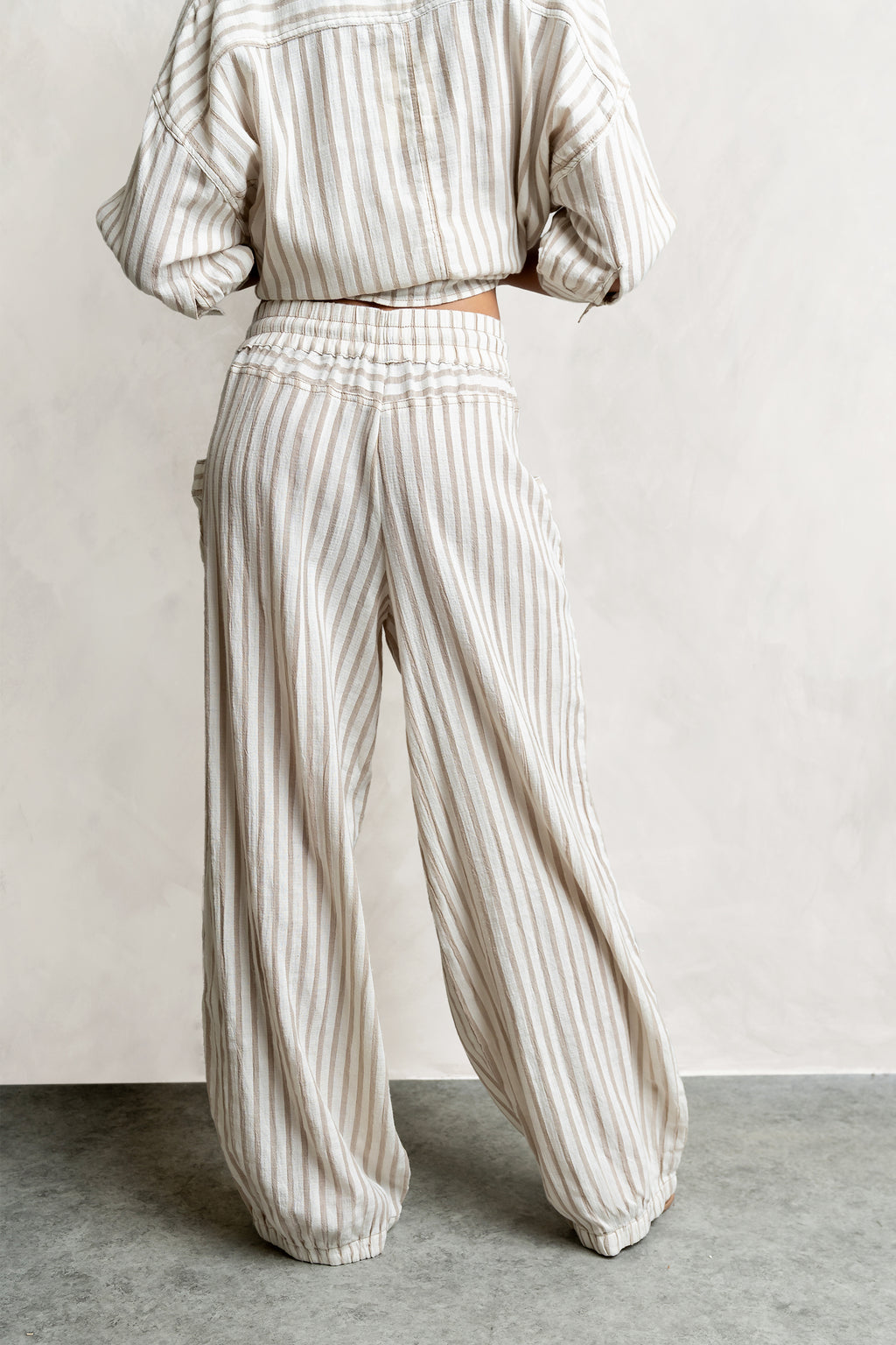 Janey Striped Pants in Taupe