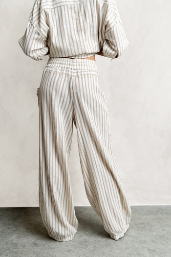 Janey Striped Pants in Taupe