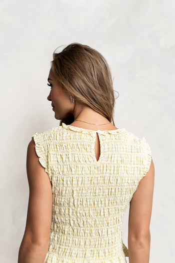 Mailee Plaid Smocked Tank in Yellow