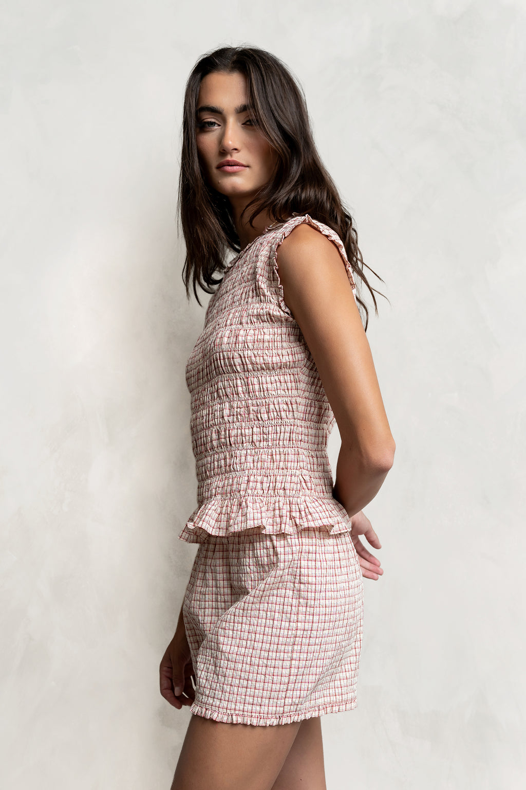 Mailee Plaid Shorts in Red