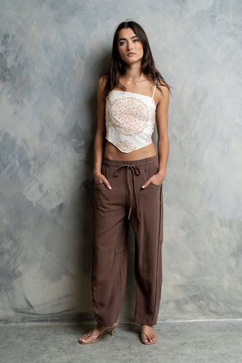 Kaiya Striped Pants in Brown