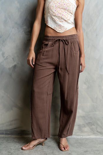 Kaiya Striped Pants in Brown