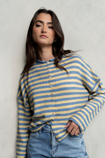 Miriam Striped Cardigan in Light Blue